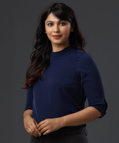 Malbec Navy Blue Flowy Top